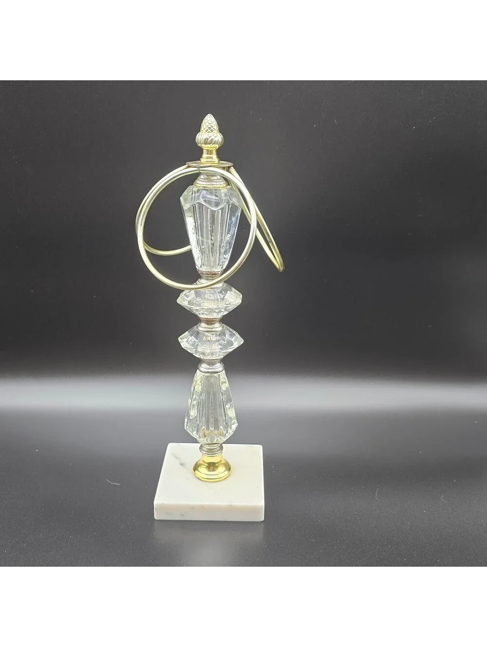VTG Hollywood Regency Tabletop Hand Towel Tree MCM Glass Italian Marble Base